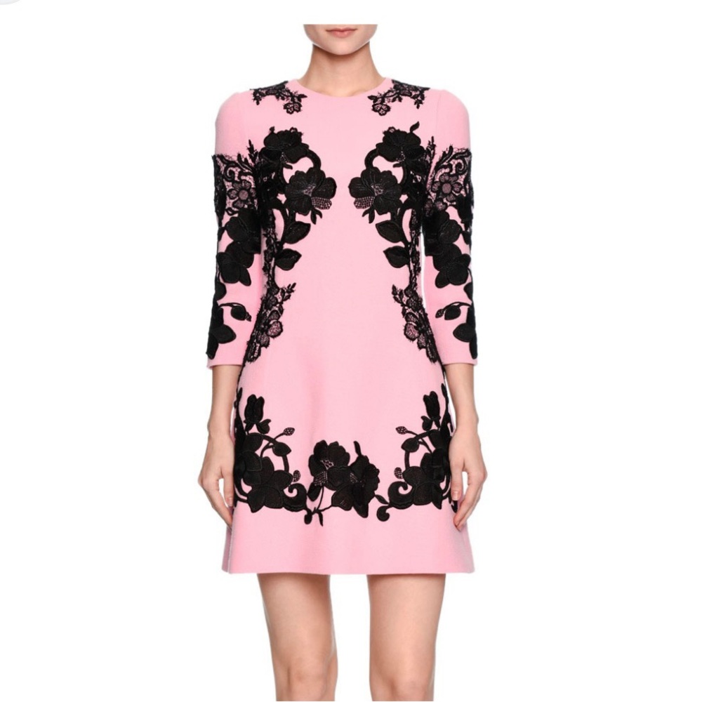 Dolce & Gabbana pink dress with lace detail 44